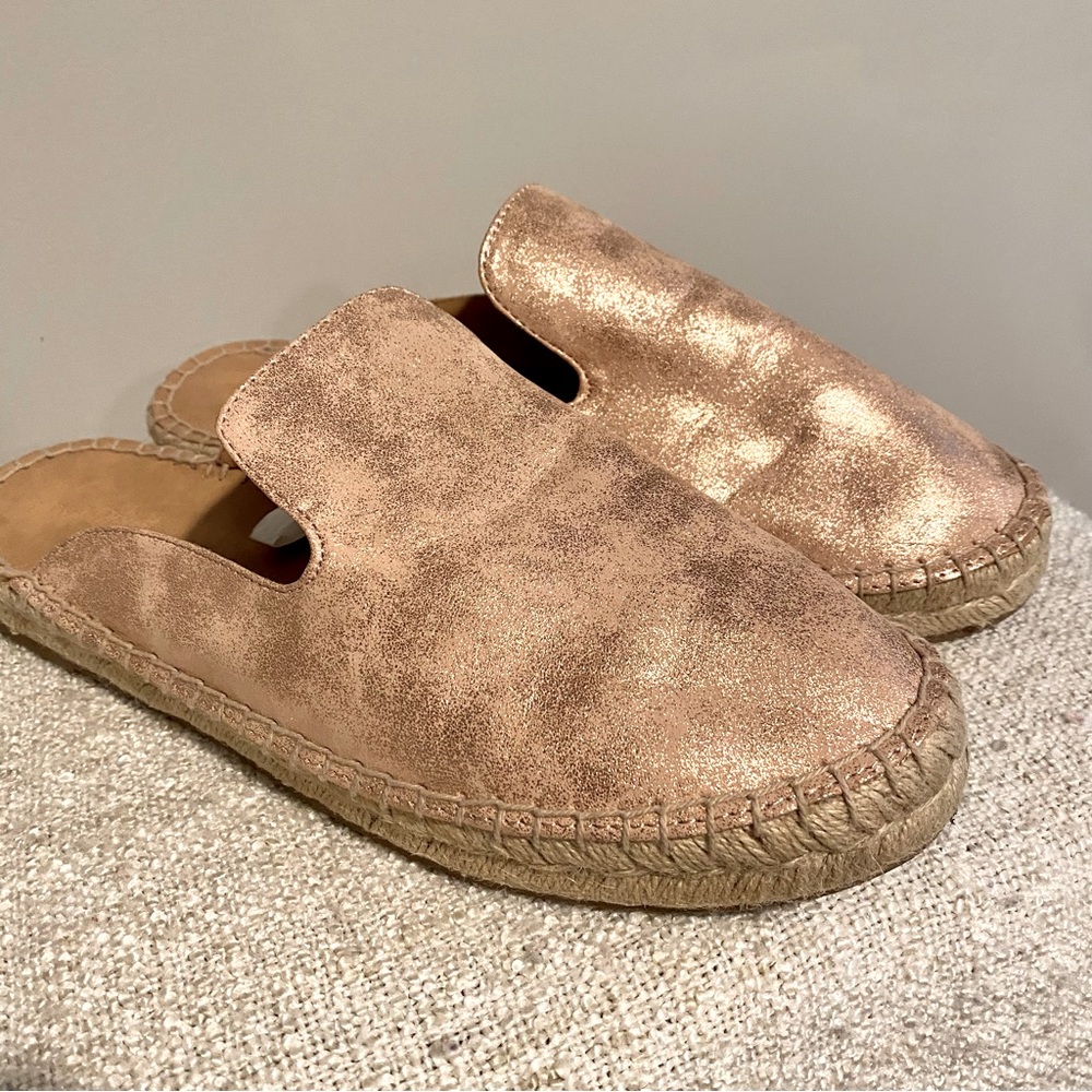 Universal Thread rose gold clara style metallic slide espadrilles sz9